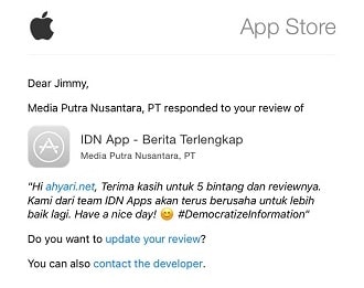 Balasan dari Review IDN App